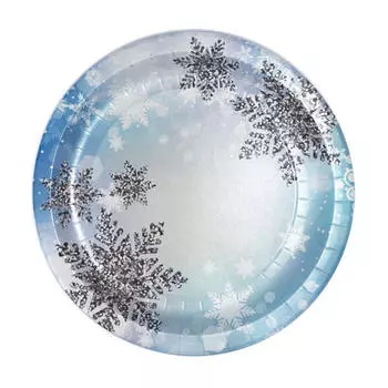 Тарелки пати бум снежинки 23см 6шт бумажные