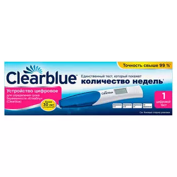 Тест для определения беременности Clearblue 1шт цифровой определяет количество недель
