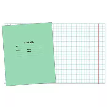 Тетрадь 12л клетка тетрапром зеленая школьная 87275