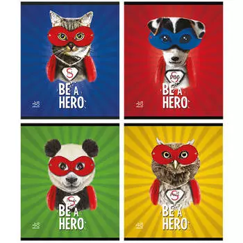 Тетрадь 48л клетка животные супер герои скрепка ток48-жс