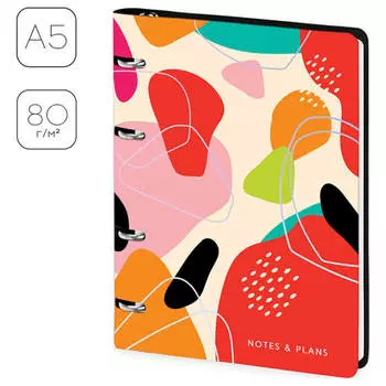 Тетрадь на кольцах гринвич лайн 80 л кожзам абстрактный узор а5