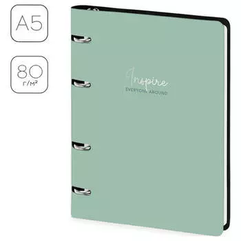 Тетрадь на кольцах гринвич лайн 80 л кожзам модный мятный а5