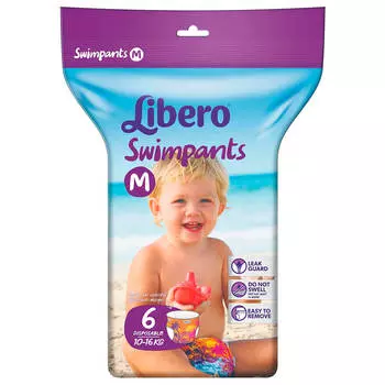 Трусики-подгузники Libero Swimpants 6шт 10-16кг m для плавания