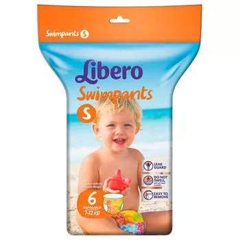 Трусики-подгузники Libero Swimpants 6шт 7-12кг s для плавания