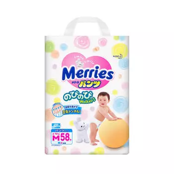 Трусики-подгузники Merries 58шт 6-11кг универсальные