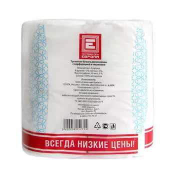 Туалетная бумага Европа 4шт двухслойная