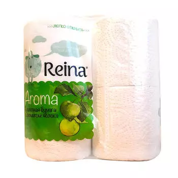 Туалетная бумага реина 4шт 2слоя аромат яблоко