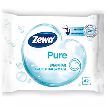 Влажная туалетная бумага зева плюс пьюр 42 шт