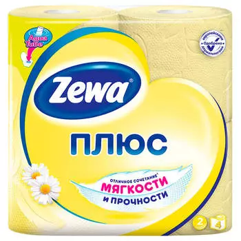 Туалетная бумага Zewa Плюс Ромашка, 2 слоя, 4 рулона