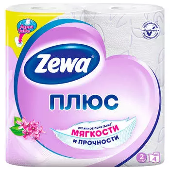 Туалетная бумага Zewa Плюс Сирень, 2 слоя, 4 рулона
