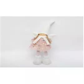 Украшение декоративное в виде ангела 12x6x40см пепельно-розовый+белый полиэстер/песок sysdla-492154