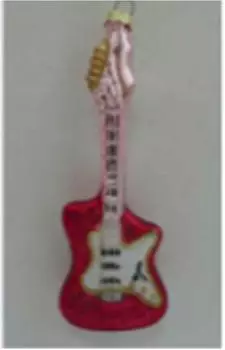 Украшение елочное Европа в виде гитары 5*2,5*11см красный/розовый стекло g835