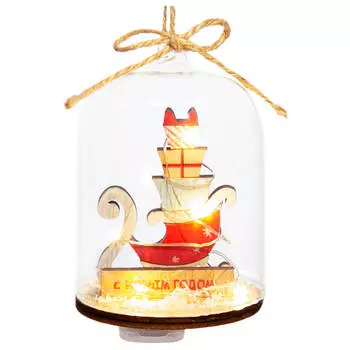 Украшение новогоднее магик тайм сани в колбе со светодиодной подсветкой 11 x7см 82156