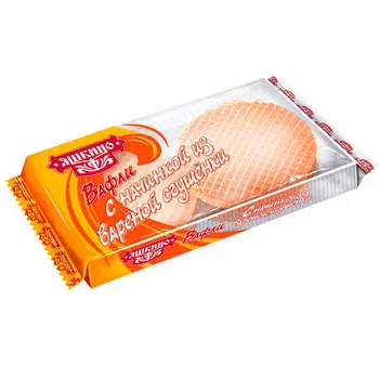 Вафли Яшкино 290г с начинкой из вареной сгущенки