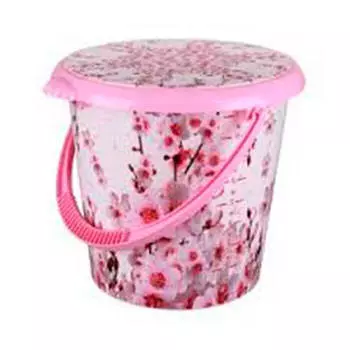 Ведро 10л сакура со сливом+крышка м3934