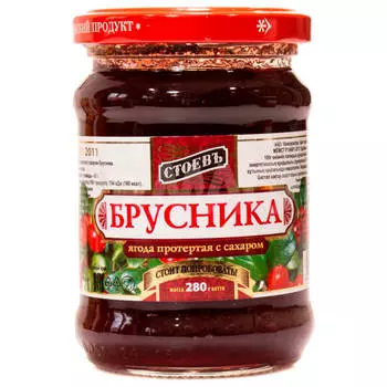 Ягода протертая Стоевъ 280 гр брусника