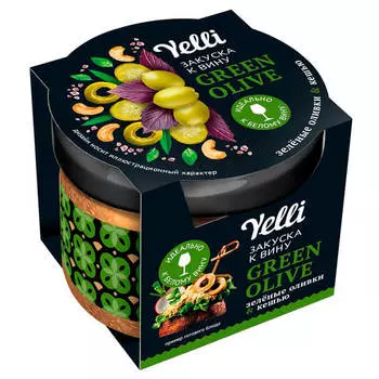 Закуска елли к вину 100 г зеленые оливки кешью ст/б