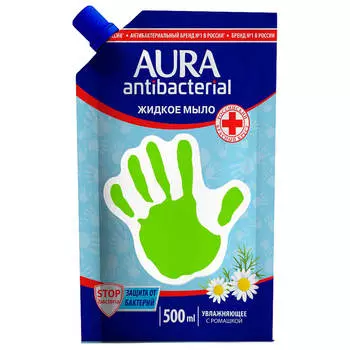 Жидкое мыло Aura 500мл антибактериальное дой пак
