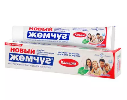 Зубная паста новый жемчуг 50 мл кальций
