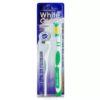 Зубная щетка White Glo средняя+ластик для удаления пятен
