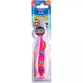 Зубная щетка забавные зверята мигающий таймер от 3-х лет мягкая с присоской