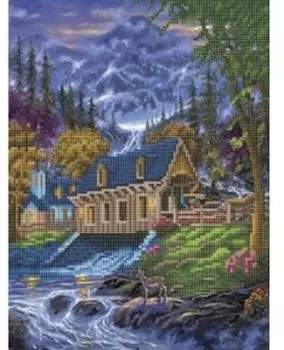 Алмазная мозаика "Домик у горной реки"