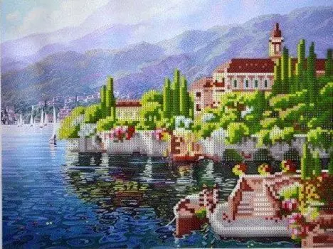 Алмазная мозаика "Город у воды"