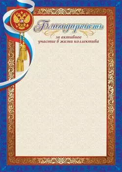 Благодарность за активное участие в жизни коллектива