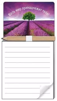 Блокнот для записей на магните в комплекте с карандашом "Весь мир принадлежит тебе!"