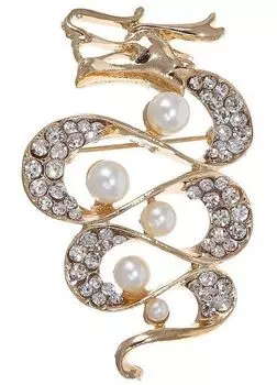 Брошь "Дракон с жемчугом", в золоте