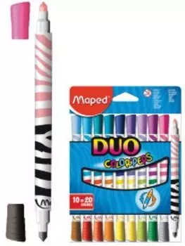 Фломастеры двусторонние "Maped", 20 цв.