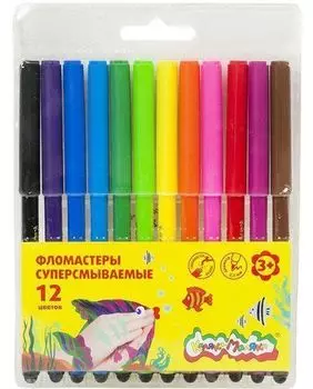 Фломастеры суперсмываемые "Каляка-Маляка", 12 цв.