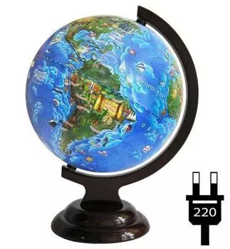 Глобус детский, на деревянной подставке, 210 мм