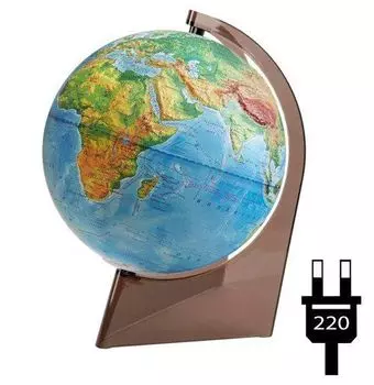 Глобус физический, рельефный, на треугольной подставке, с подсветкой, 210 мм