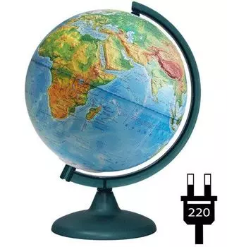 Глобус физический, рельефный, с подсветкой, 250 мм