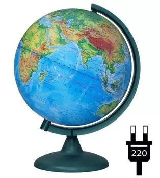 Глобус физический, с подсветкой, 250 мм