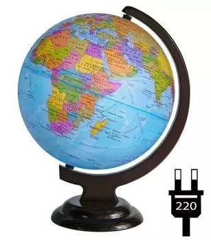 Глобус политический, на деревянной подставке, с подсветкой, 250 мм