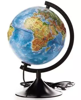 Глобус Земли "Классик", физико-политический рельефный, с подсветкой, 210 мм