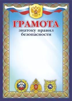 Грамота знатоку правил безопасности