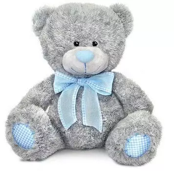 Игрушка мягкая "Медведь", с голубым бантом, 24 см.