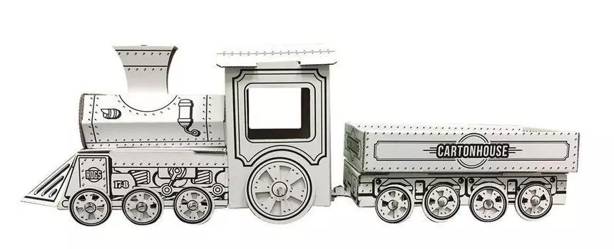 Игрушка-раскраска из картона. Паровоз "Чугунчик"