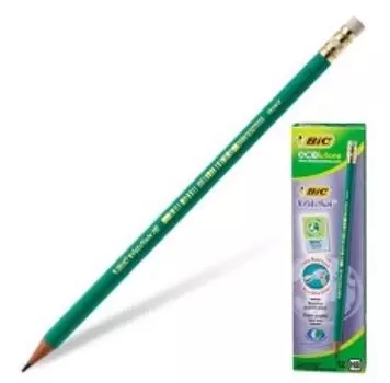 Карандаш чернографитный Bic "Evolution", HB, с резинкой, заточенный