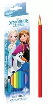 Карандаши цветные пластиковые "Холодное сердце", 6 шт.