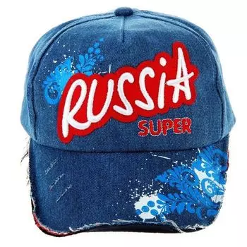 Кепка джинсовая "Russia super", с вышивкой