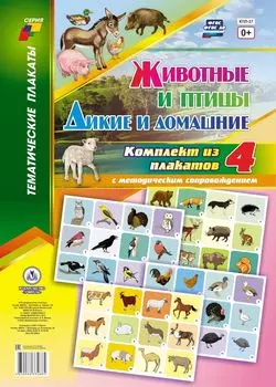 Комплект плакатов "Дикие и домашние животные и птицы" (4 плаката "Животные леса", "Птицы леса", "Домашние животные", "Домашние птицы" с методическим сопровождением)