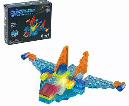 Конструктор светящийся Crystaland "Космический истребитель", 4 в 1, 48 деталей