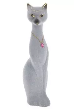 Копилка "Кошка Мурка" малая, флок, серая, микс