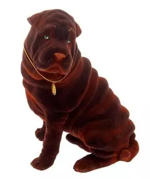 Копилка "Шарпей сидячий", средняя, флок, песочная, микс