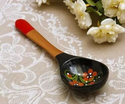 Ложка "Чернушка", салатная, хохлома