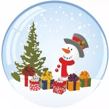 Мини-плакат вырубной "Шарик-снеговик": 110х110 мм